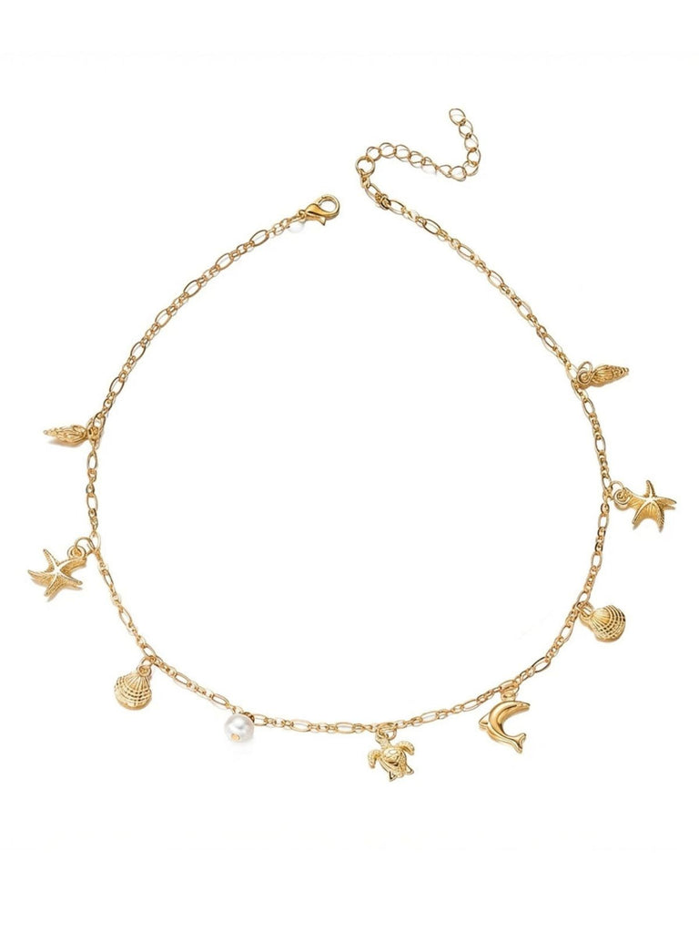 Or Bohème Coquillage Étoile de Mer Perle Superposé Collier