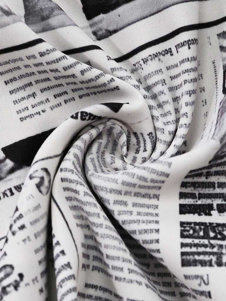 [Prévente] Gris Journal Imprimé Halter Col V Robe Années 1960 8