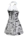 [Prévente] Gris Journal Imprimé Halter Col V Robe Années 1960 3