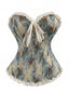 Haut corset bleu en tapisserie florale vintage à laçage Années 1960