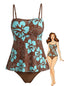 Ensemble tankini bretelles multicolore bohème années 1970
