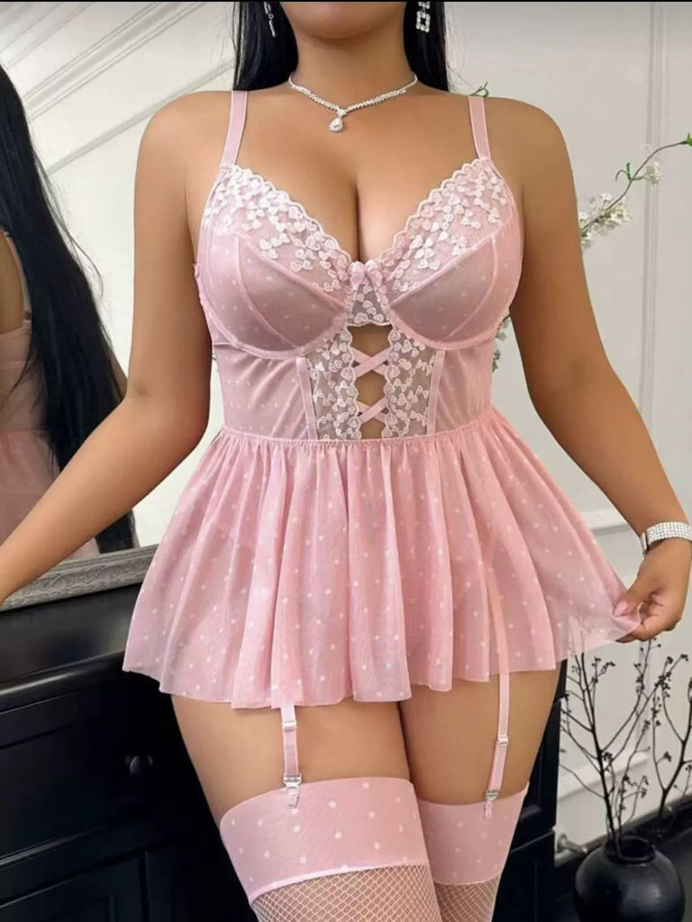 [Grande Taille] Lingerie à Pois, Dentelle, Découpes et Porte-Jarretelles Années 1950 - 3