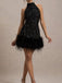 Mini Robe à Paillettes, Col Halter et Plumes Années 1960 - 6
