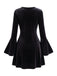 Mini Robe en Velours à Col V Perlé et Manches Évasées Années 1930 - 6