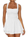 Front view of a model wearing the white tiered mini dress, perfect for a fresh summer or casual look.