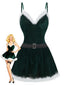 Chemise de nuit Noël velours ceinture et garniture fourrure années 1950