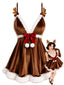 [Prévente] Chemise de nuit Noël velours brun clair ornée d’un nœud années 1960