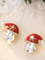 Boucles d’oreilles de Noël bonnets rouges du Père Noël cristaux et perles