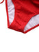 Red textured bikini bottom on a white background