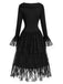 [Prévente] Robe corset noire gothique victorienne à dentelle et volants Années 1970 - 5
