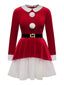 Robe Noël velours dotée d'une ceinture et d'un ourlet blanc années 1950