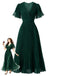 Robe de Soirée Longue Plissée à Manches à Volants Étagés Années 1970 - 1