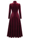 Robe en Velours à Col Roulé et Manches Longues Années 1940 - 2