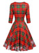 Robe évasée à imprimé de Noël et manches mi-longues Années 1950 - 5