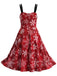 Robe évasée rouge à imprimé rennes et flocons de Noël Années 1950 - 6
