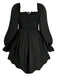 [Grande Taille] Robe Gothique Noire à Corset Lacé et Manches Longues Années 1970 - 2