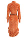 Robe Midi Orange à Imprimé Léopard, Volants et Ceinture Années 1970 - 3