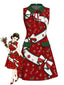 [Prévente] Robe trapèze sans manches motif Noël agrémentée d'un nœud années 1960