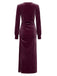 Robe unie en velours à manches longues, fronces et fente Années 1970 - 10