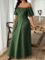 [Grande Taille] Robe motif floral vert foncé épaules dénudées années 1950