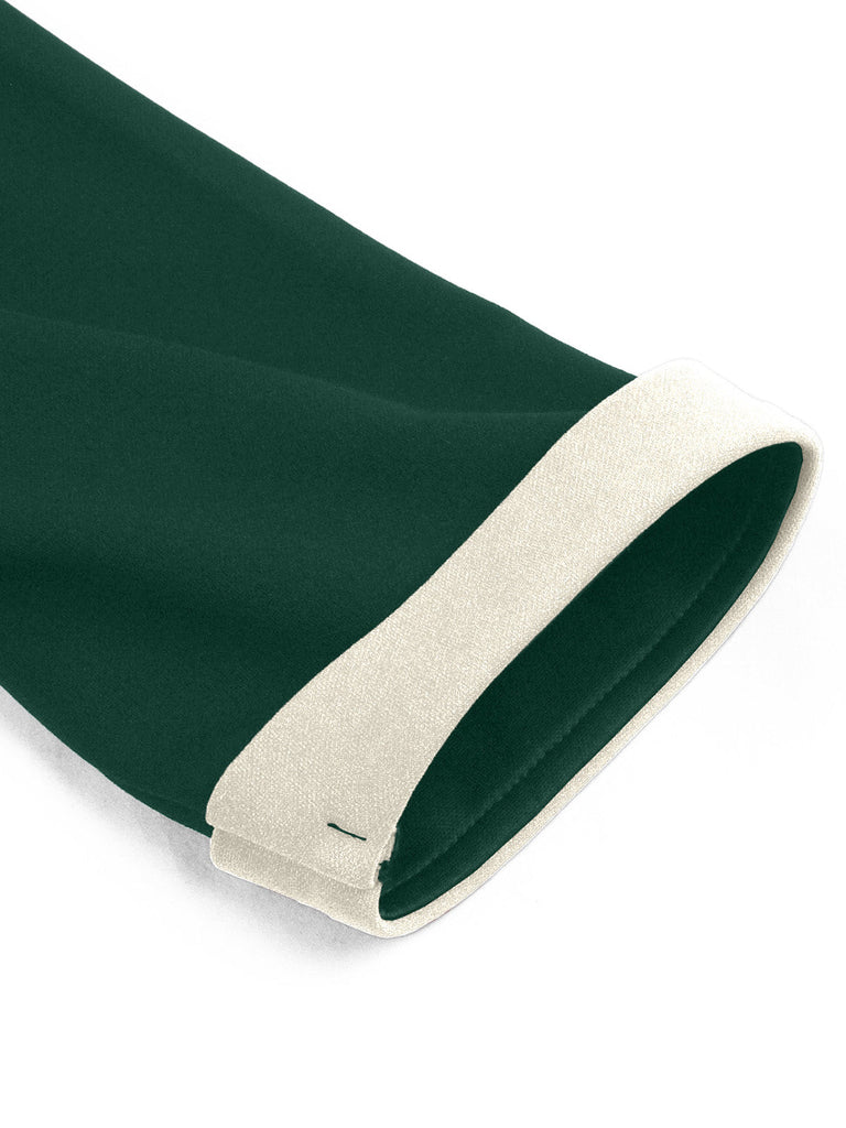 Robe verte à empiècements contrastants, col carré et manches mi-longues Années 1950 - 6