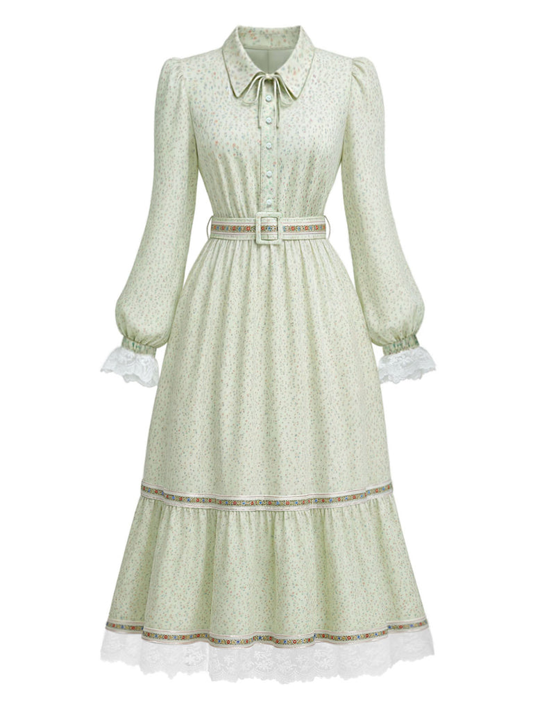 [Prévente] Robe victorienne à fleurs, bordure en dentelle et manches bouffantes Années 1930 - 4