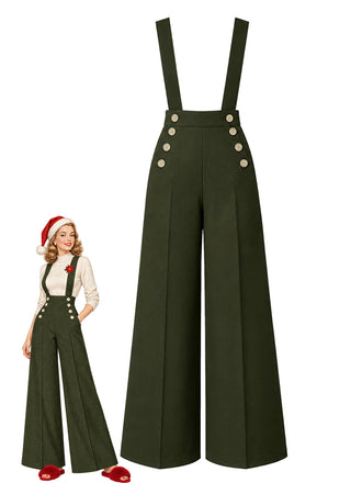 [Prévente] Salopette unie à boutons et jambes larges Années 1960 - 1