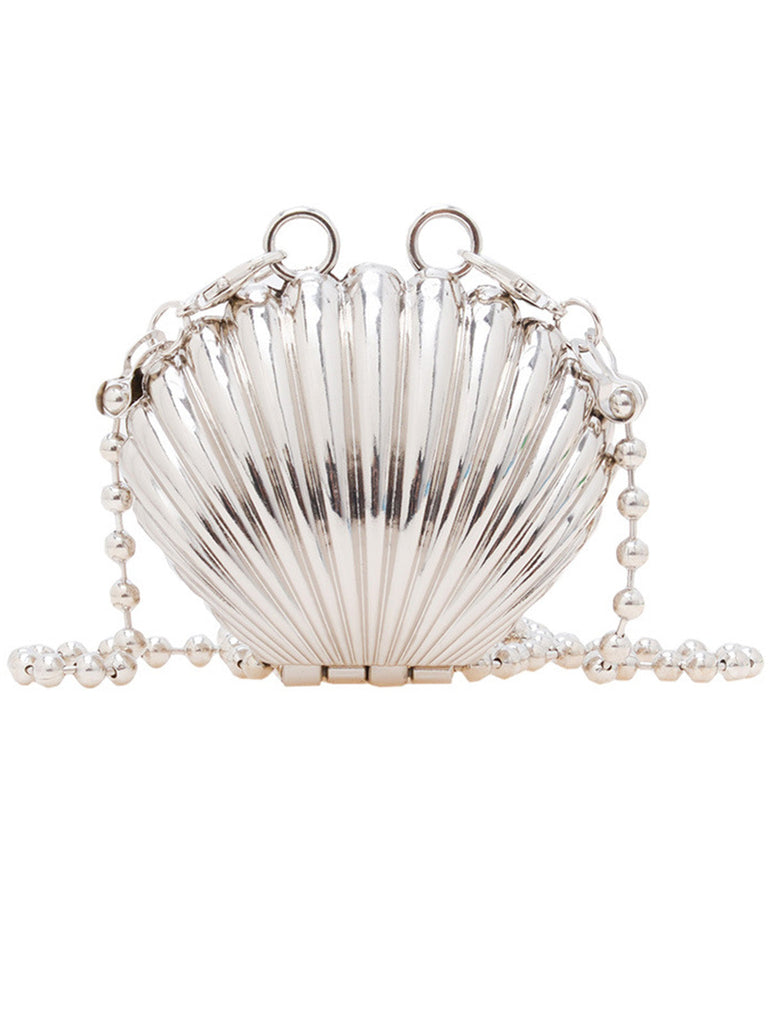 Métallisé en Forme de Coquillage Perlé Chaîne Pochette 2