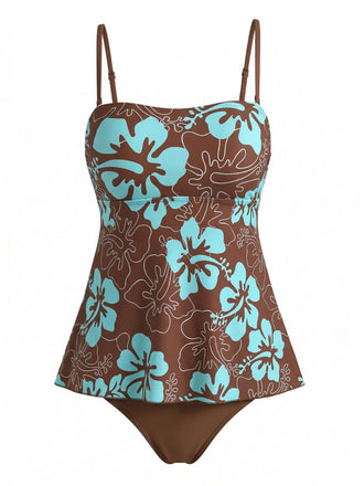 Multicolore Bohème Strap Ensemble Tankini Années 1970 2