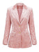 Veste Blazer Rose en Velours Froissé à Double Boutonnage Années 1950 - 1
