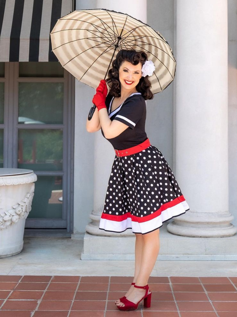 Robe Rockabilly Swing Vintage Années 50 Pois Ceinturée Cocktail Pin Up