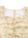 Yellow 1930s Butterfly Flutter Sleeve Chiffon Dress-collar-closeup