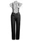 2PCS Chemisier col nœud & Pantalon à Bretelles Halloween Années 50
