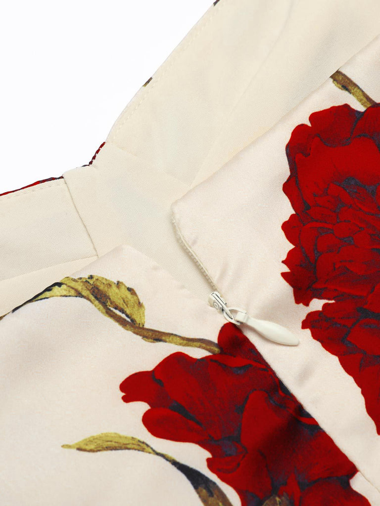 Robe Crayon à Bretelles Roses des Années 1960 Élégant Chic