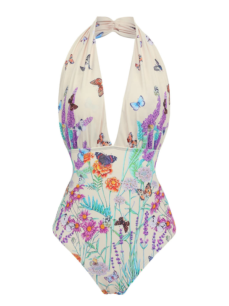 Maillot de bain une pièce à licou papillon