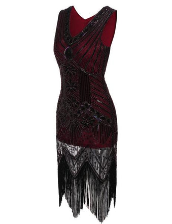Robe Charleston Soirée Vintage Année 20 Gatsby à Franges Paillettes Chic