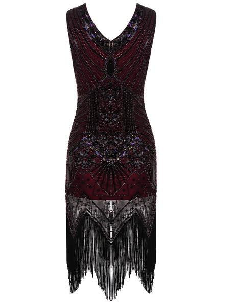 Robe Charleston Soirée Vintage Année 20 Gatsby à Franges Paillettes Chic