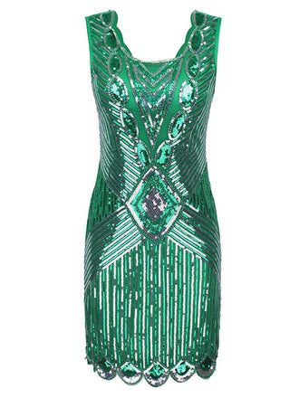 [Produits en Liquidation] Robe de Soirée Vintage Charleston Année 20 Gatsby Florale à Sequins Cocktail