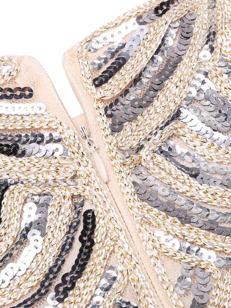 Robe Charleston Vintage Année 20 Gatsby à Franges Paillettes Soirée Cocktail