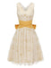 Robe trapèze jaune années 1950 en patchwork de mailles