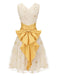 Robe trapèze jaune années 1950 en patchwork de mailles