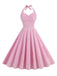Robe rose rayée dos nu style années 50