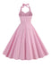 Robe rose rayée dos nu style années 50
