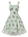Robe patchwork en maille florale à carreaux verte des années 1950