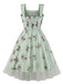Robe patchwork en maille florale à carreaux verte des années 1950