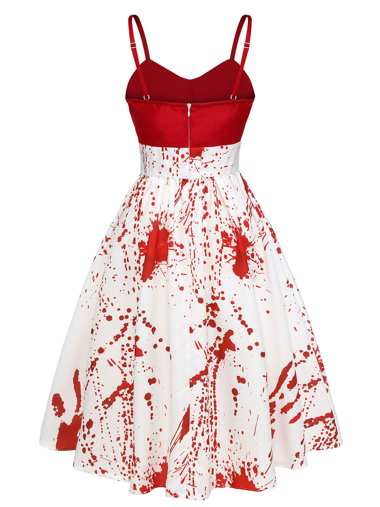 Robe de sang d'Halloween rouge et blanche des années 1950