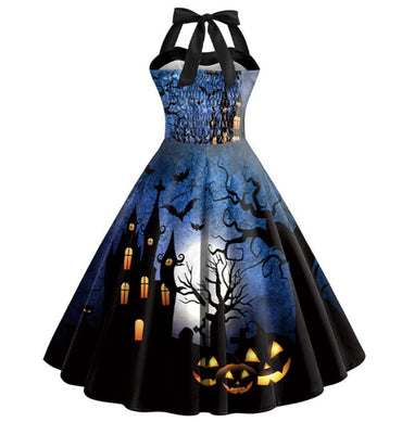 Robe trapèze taille licou Halloween des années 1950