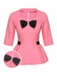 Haut patchwork noir et rose à taille nœud des années 60