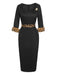 Robe portefeuille asymétrique léopard noire des années 1960 à ourlet brut