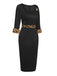 Robe portefeuille asymétrique léopard noire des années 1960 à ourlet brut